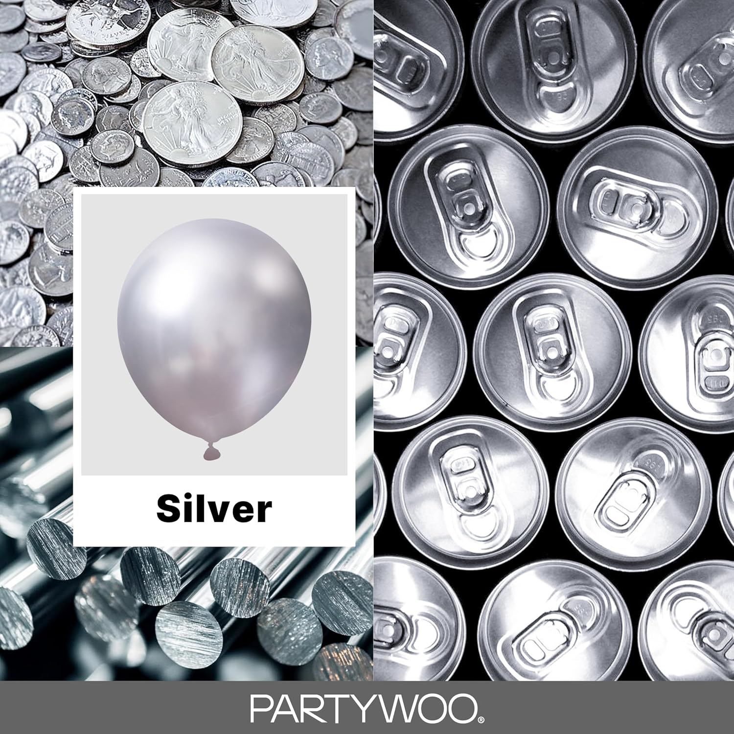 PartyWoo Metallic Silver Balloons, 127 pcs Silver Balloons Different Sizes Pack of 36 18 12 10 5 Inch Silver Balloons Arch Kit Balloon Garlandfor Birthday, Graduation, Party Decorations, Silver-G102