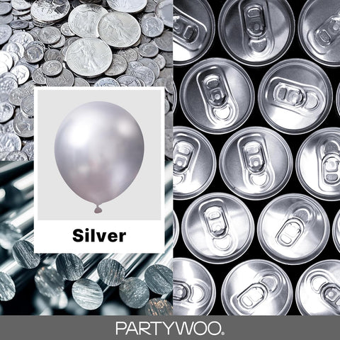 PartyWoo Metallic Silver Balloons, 127 pcs Silver Balloons Different Sizes Pack of 36 18 12 10 5 Inch Silver Balloons Arch Kit Balloon Garlandfor Birthday, Graduation, Party Decorations, Silver-G102