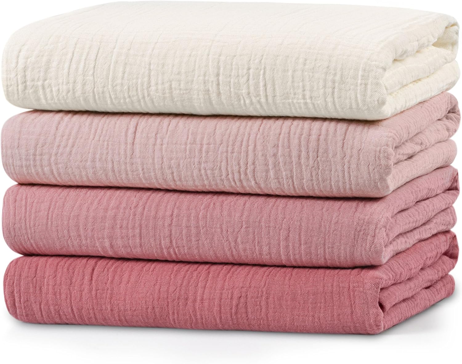Muslin Swaddle Blankets for Newborn, 4 Pack Breathable Soft Receiving Blanket, Large 38 x 40 inches Swaddle Wrap Burping Clothes, Essentials Infant Shower Items, Toddler Gift (Sweet Pink)