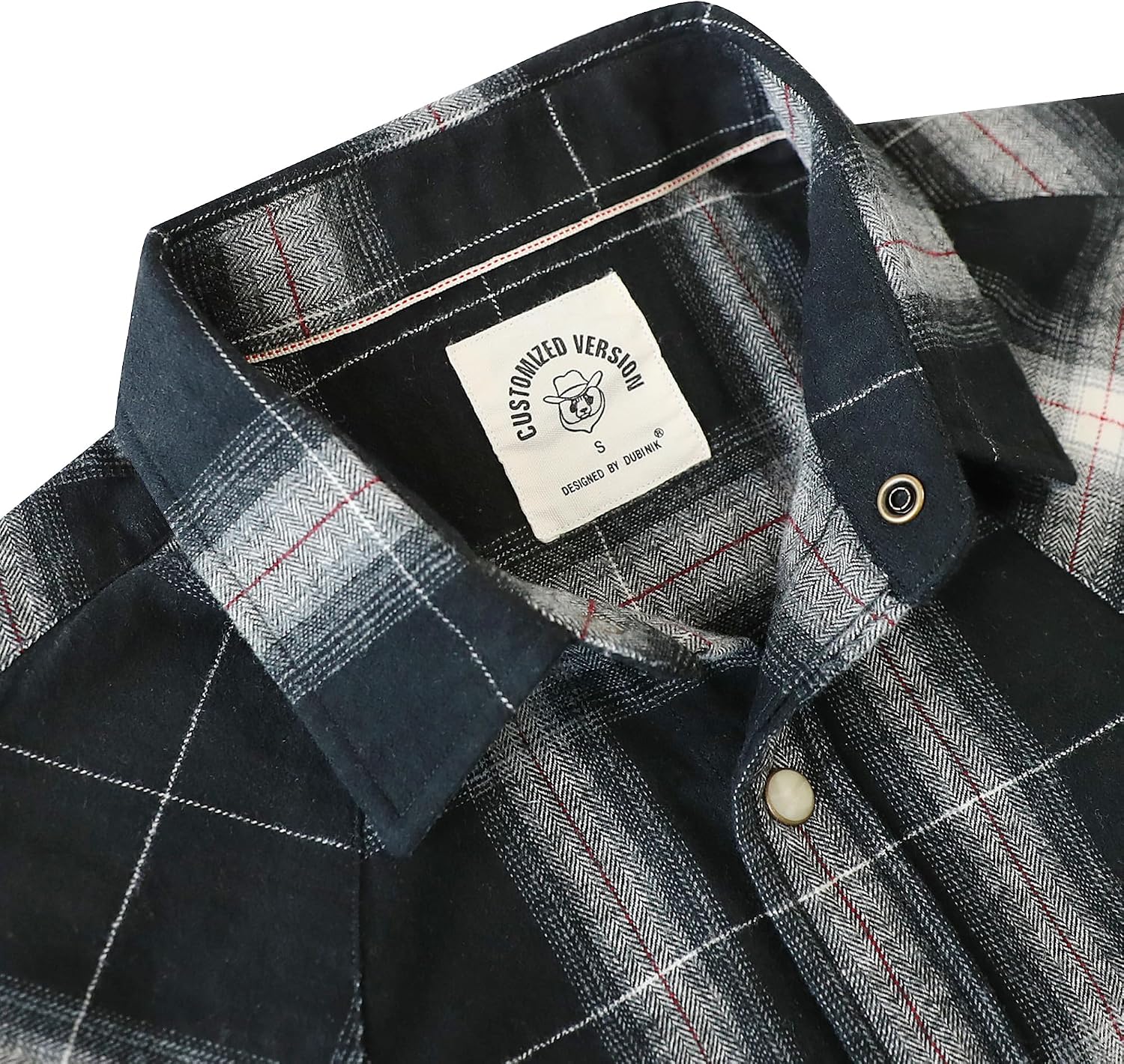 Dubinik® 6 oz Flannel Shirt for Men Western Long Sleeve Cotton Snap Cowboy