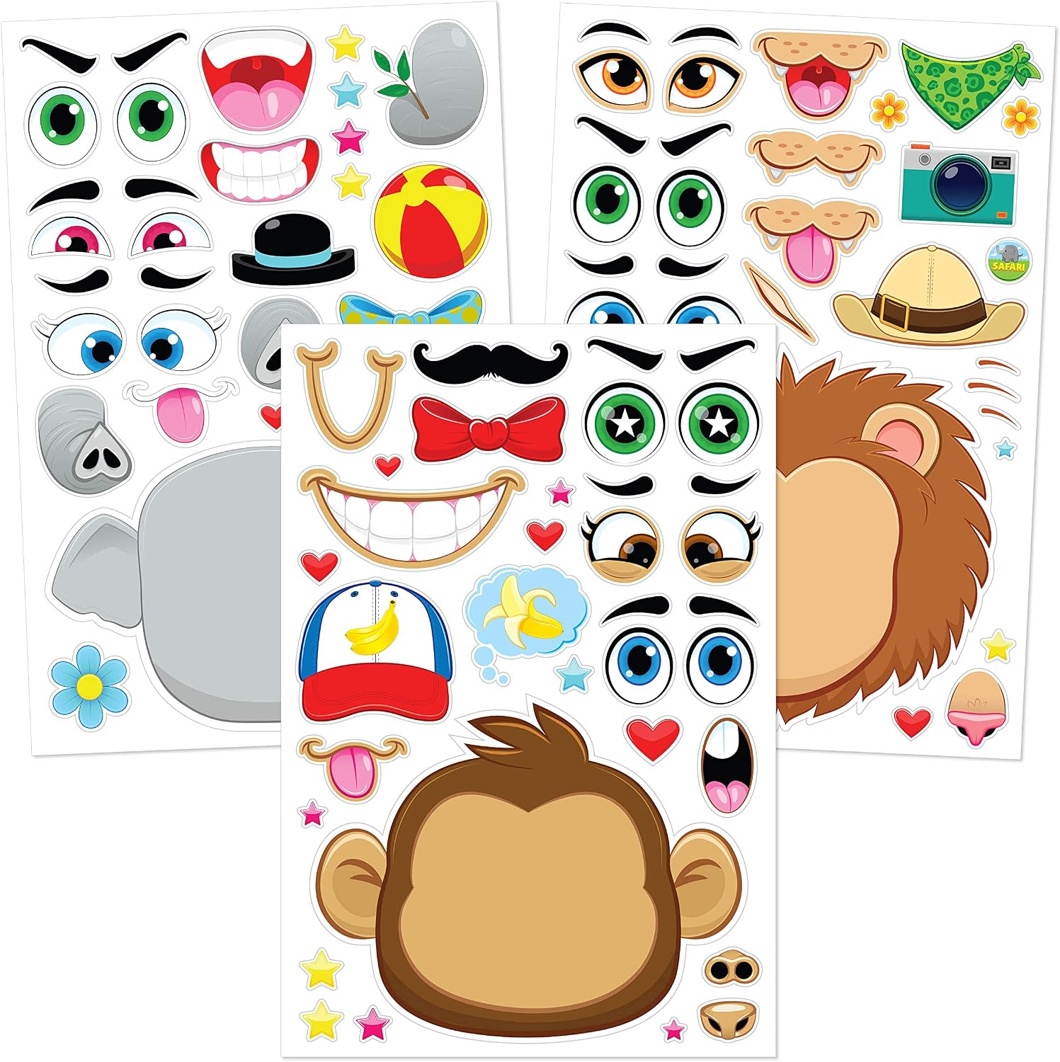 JOYIN 36 Sheets 9"x6" Make a face Stickers for Kids, Make Your Own Animal Stickers with Unicorn, Dinosaur, Sea and Safari Animals, Crafts Birthday Party Favors, Goodie Bags Classroom Activities