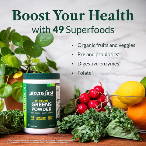 Greens First Original Greens Powder, Mint, 60 Servings