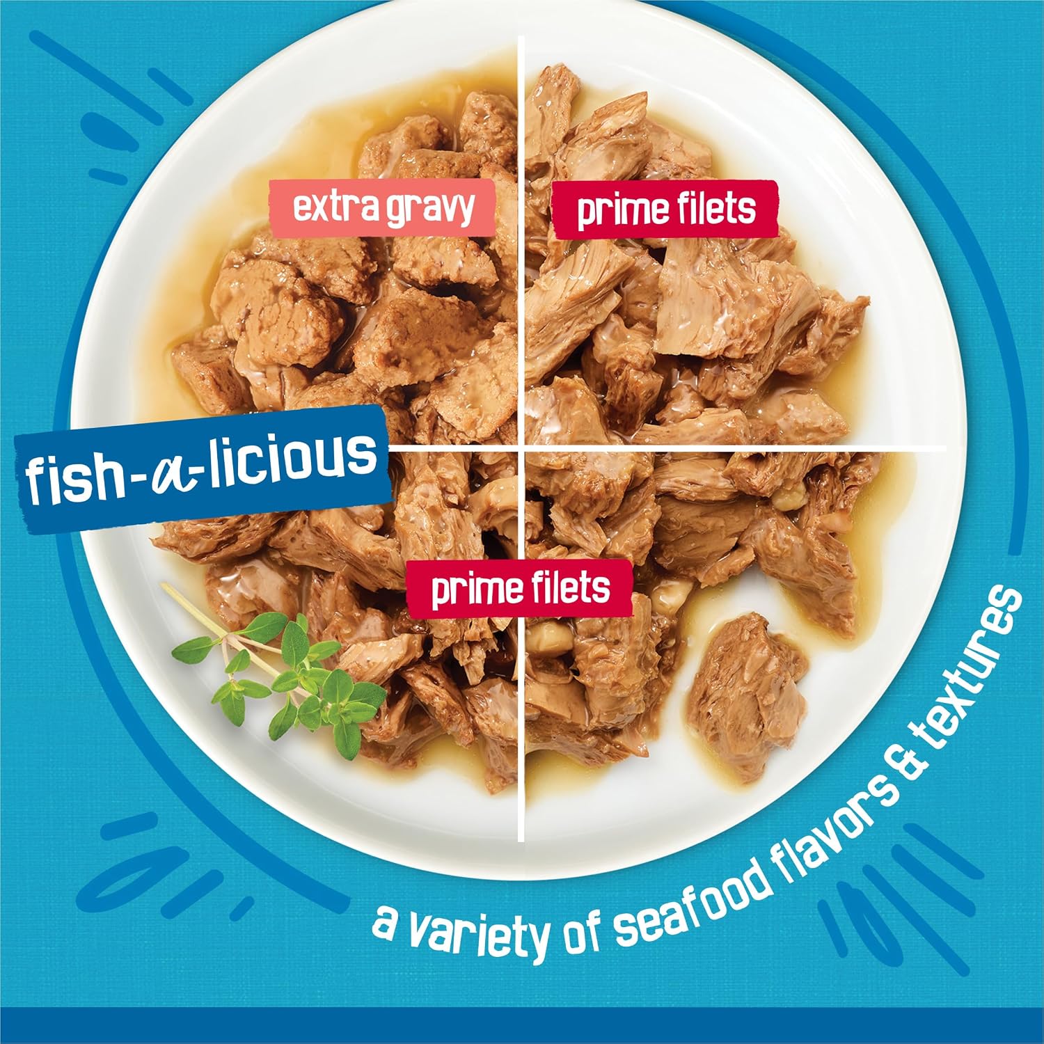 Purina Friskies Wet Cat Food Variety Pack Fish-A-Licious Extra Gravy, Prime Filets and Tasty Treasures - (Pack of 32) 5.5 oz. Cans