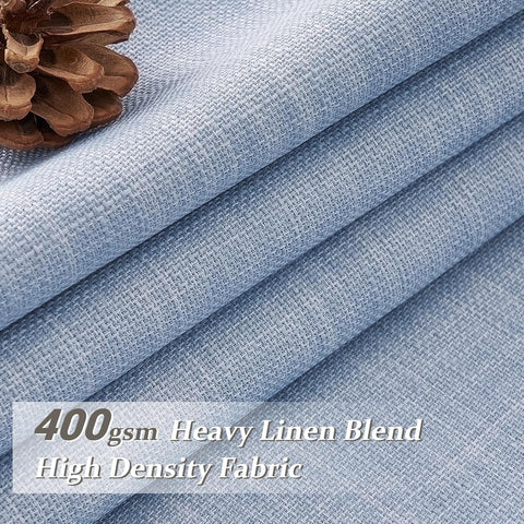 Custom Pale Blue 102 Inch Blackout Curtains for Office 2 Panels Set, Memory Shape Pinch Pleated Thermal Sound Dampening Two Layer Linen Light-Blue Energy Efficient Large Windows Drapes 8-1/2 FT Length