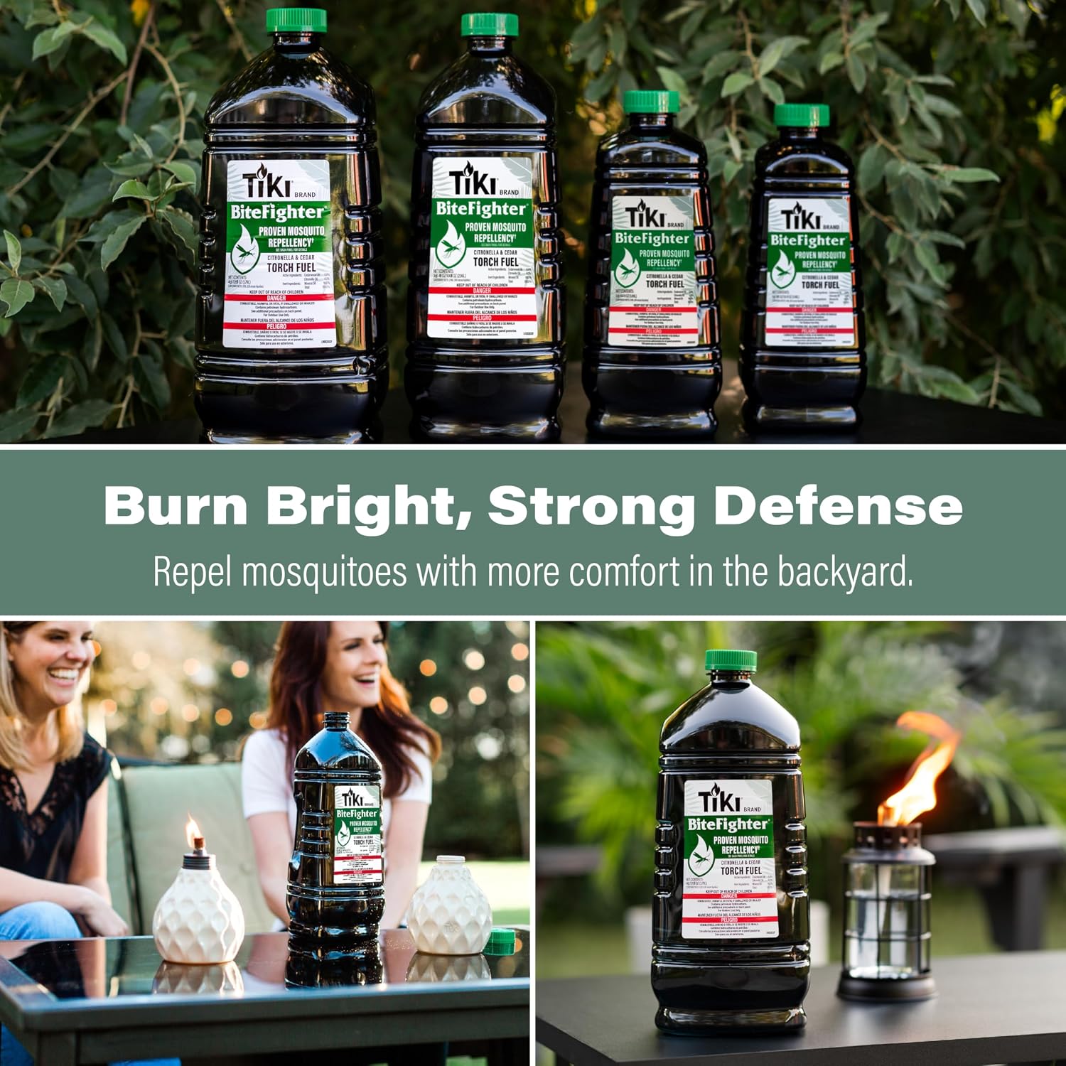 Tiki BiteFighter Mosquito Repellent Torch Fuel - 1 Gallon (128 oz.), Citronella & Cedar Formula for Mosquito Repellency, Easy Pour Bottle, Use with Torches & Table Torches, Outdoor & Backyard Use