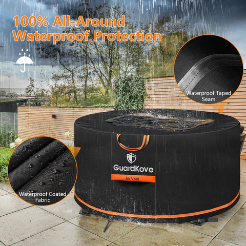 [Upgraded 1000D Heavy Duty Fabric] 32 inch Fire Pit Cover Round