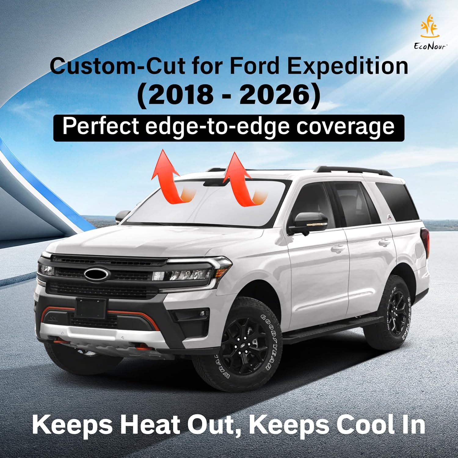 EcoNour Windshield Sunshade Compatible for Ford Expedititon 2018-2024 2025