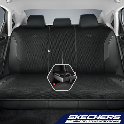 Skechers Memory Foam Car Seat Covers, Air Cool Mesh Thick Seat Covers, Airbag Compatible Car Seat Cover, Automotive Comfort Protection for Most Cars,Vans,Trucks, SUVs,Black