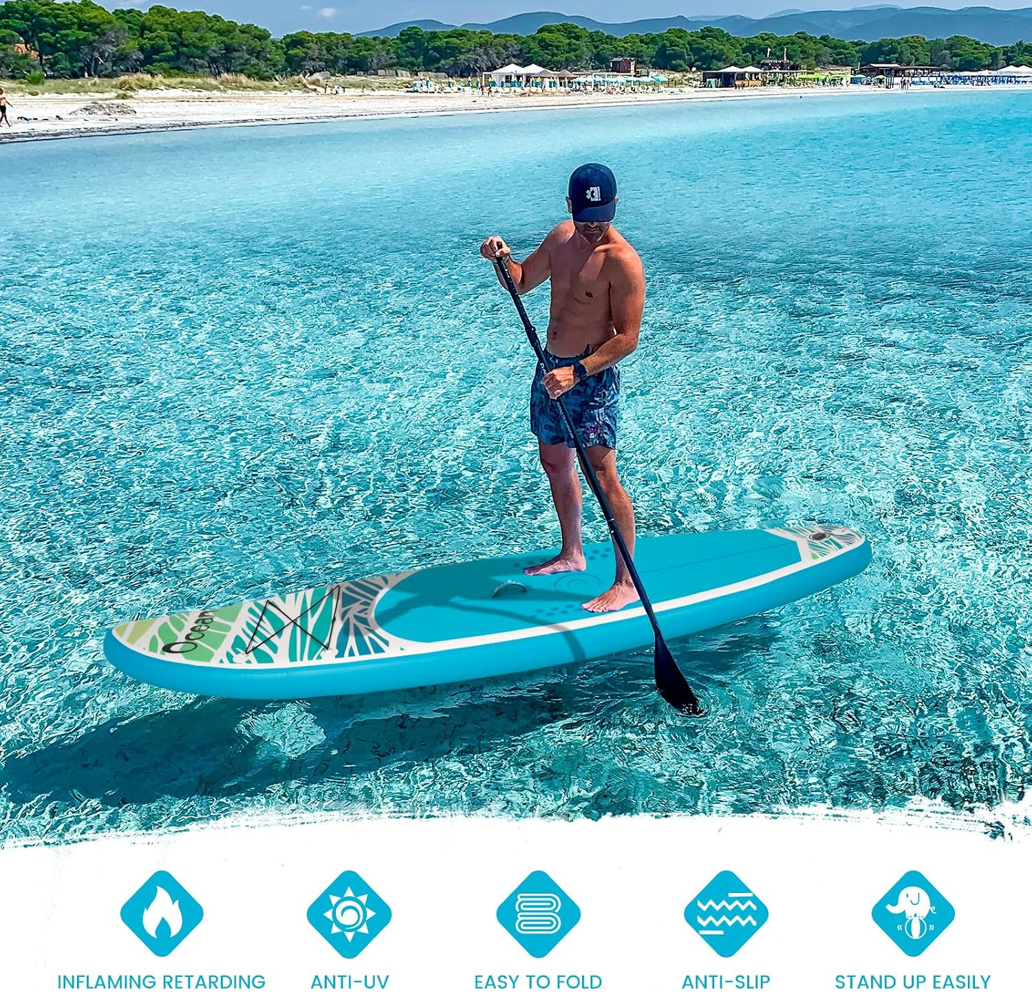 FEATH-R-LITE Inflatable Stand Up Paddle Board with Beginner SUP Accessories