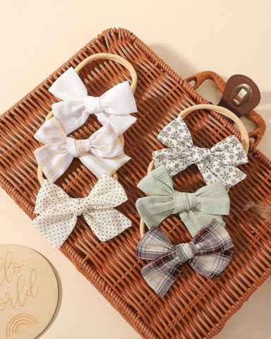 doboi 10 Pack Baby Girl Headbands with Bows, Soft Nylon Newborn Headbands