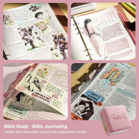 Pink Bible Study Journaling Supplies, Mini Sticker Printer F21 Kit