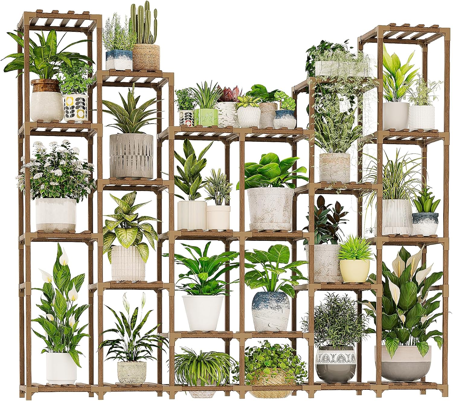 GENTINGBRO 22 Tiers Plant Shelf for Plants Large Indoor Plant Stand Plant Rack Extra Large Wood Plant Stands for Hanging Plant Holder for Patio Balcony Garden