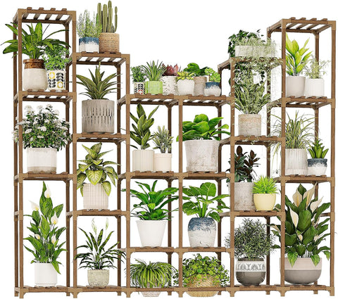 GENTINGBRO 22 Tiers Plant Shelf for Plants Large Indoor Plant Stand Plant Rack Extra Large Wood Plant Stands for Hanging Plant Holder for Patio Balcony Garden