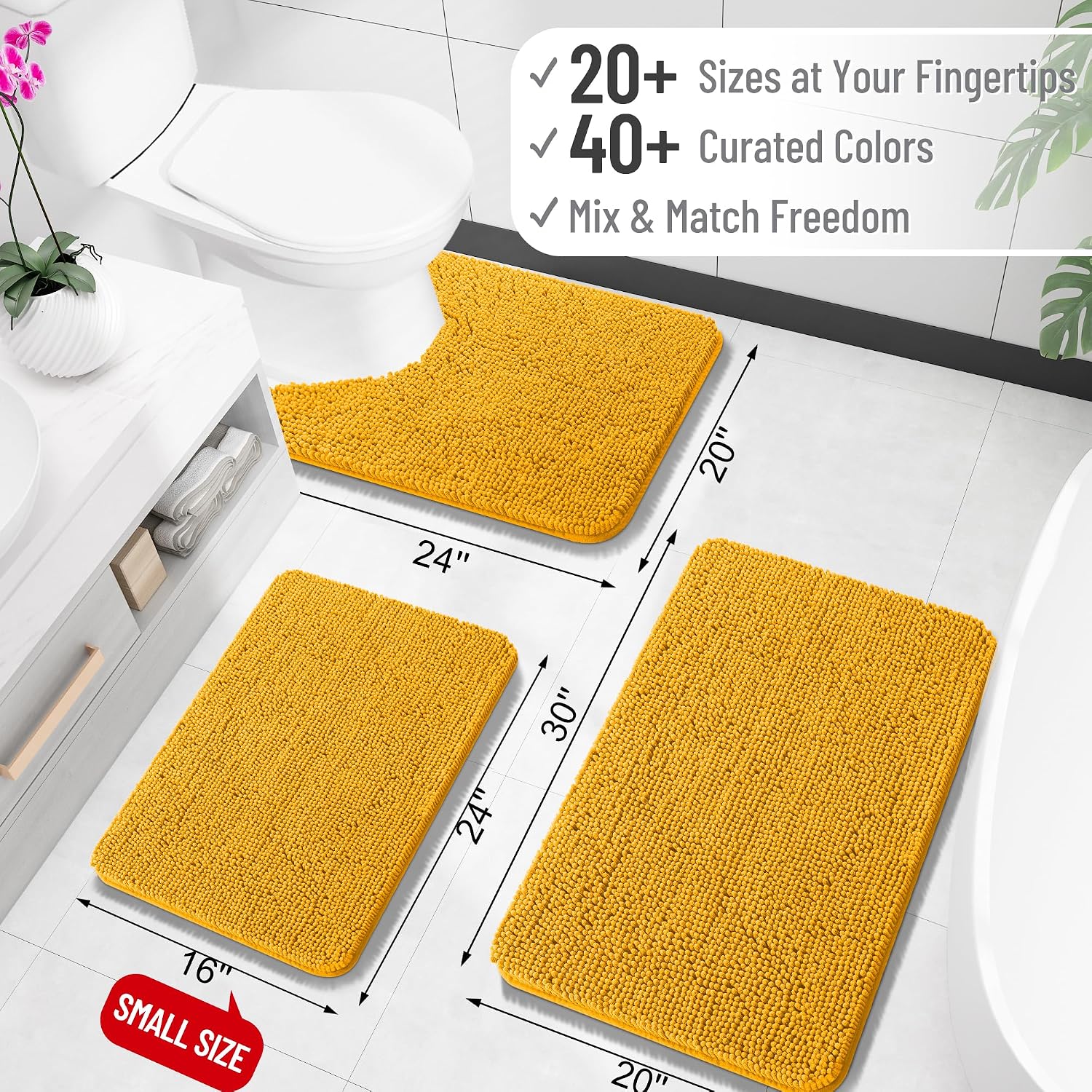 OLANLY Bathroom Rugs 34x21, Extra Soft Absorbent Chenille Bath Rugs
