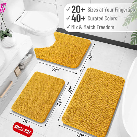 OLANLY Toilet Rugs U-Shaped 24x24, Soft Absorbent Chenille Contour Rugs
