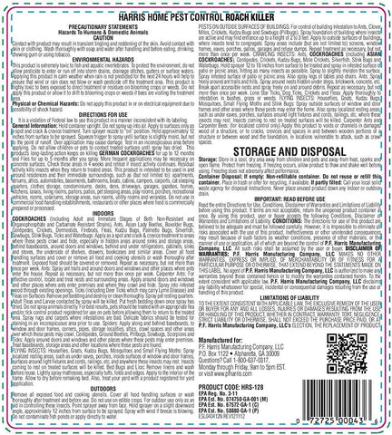 Harris Roach Killer, Liquid Spray with Odorless and Non-Staining 12-Month Extended Residual Kill Formula (Gallon)