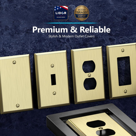 LIDER Toggle Light Switch Metal Wall Plate, Mid-Size 2-Gang 4.88" x 4.92"