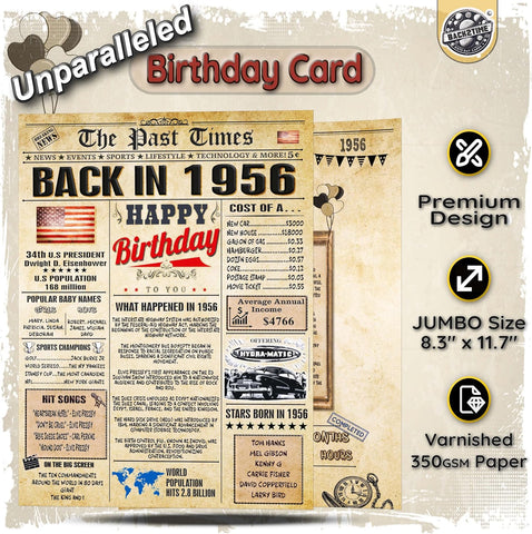 70th Birthday Card for Women Men - Back In 1956 Newspaper - 70 th Happy BIRTHDAY card - 70 birthday gift for Her Him - JUMBO size - 70th birthday decorations Dad Mom - Best gifts for 70 year old