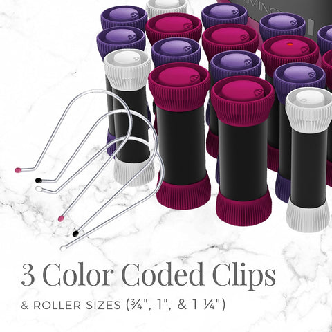 Remington Ionic Conditioning Hot Rollers, 20-Piece Hair Roller Set | 6 Large (1¼”), 10 Medium (1"), 4 Small (¾”), velvet ceramic-coated curlers, Color-Coded J Clips, Lasting Volume and Curls