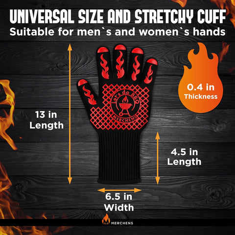 BBQ Grill & Oven Gloves 1472°F Heat Resistant | Storage Case & Gift Box