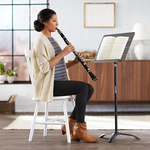 Amazon Basics Portable Height Adjustable Sheet Music Stand, Sturdy Metal, Black