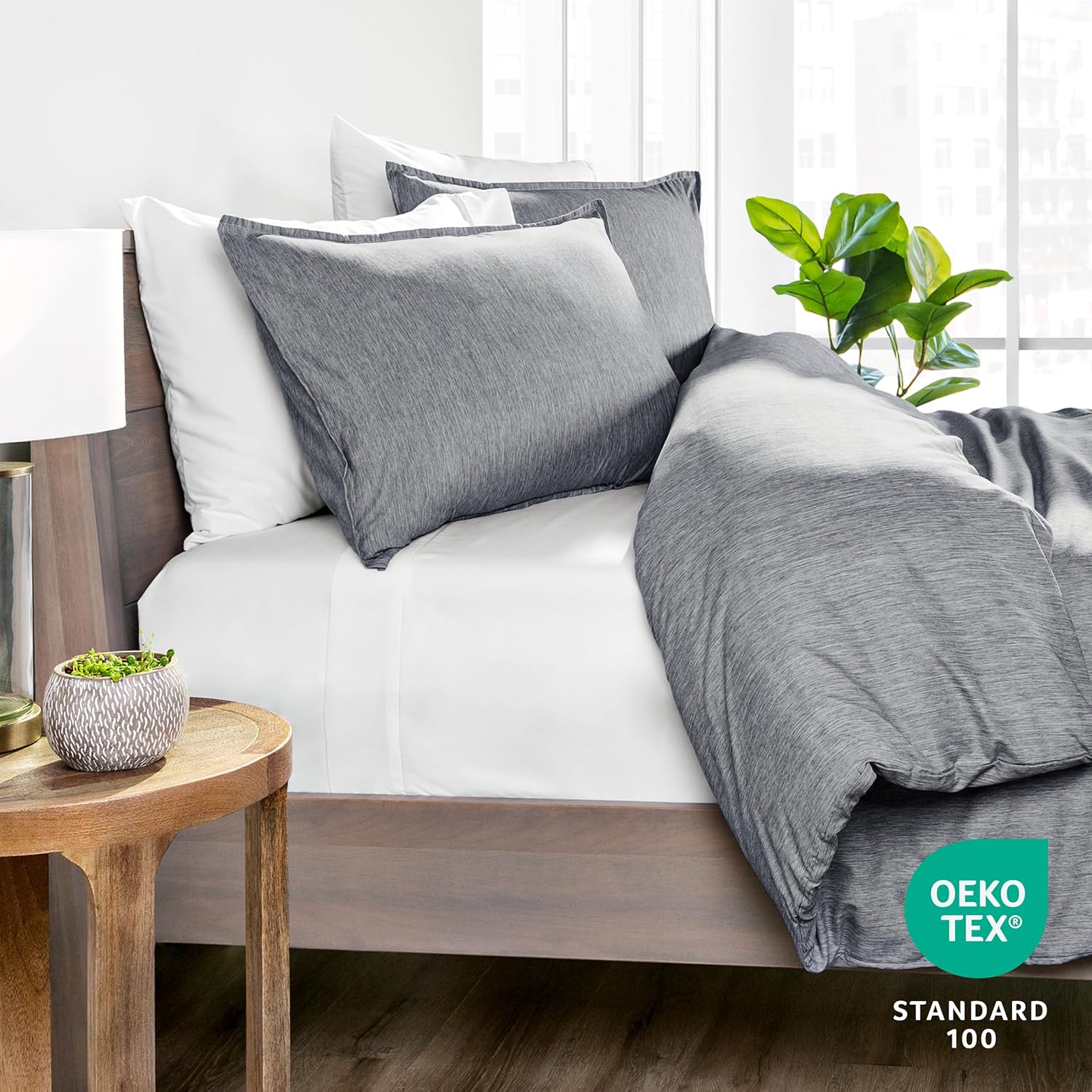 Bare Home Duvet Cover Set 1800 Ultra-Soft (King, Heathered Charcoal)
