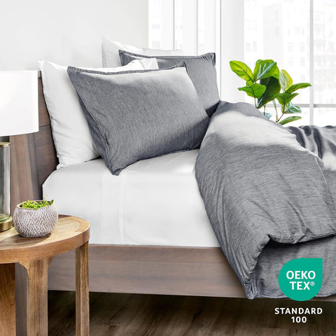 Bare Home Duvet Cover Set 1800 Ultra-Soft (King, Heathered Charcoal)
