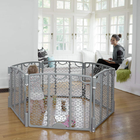 Evenflo Versatile Play Space Adjustable Play Area, 6-Panel (Cool Gray)