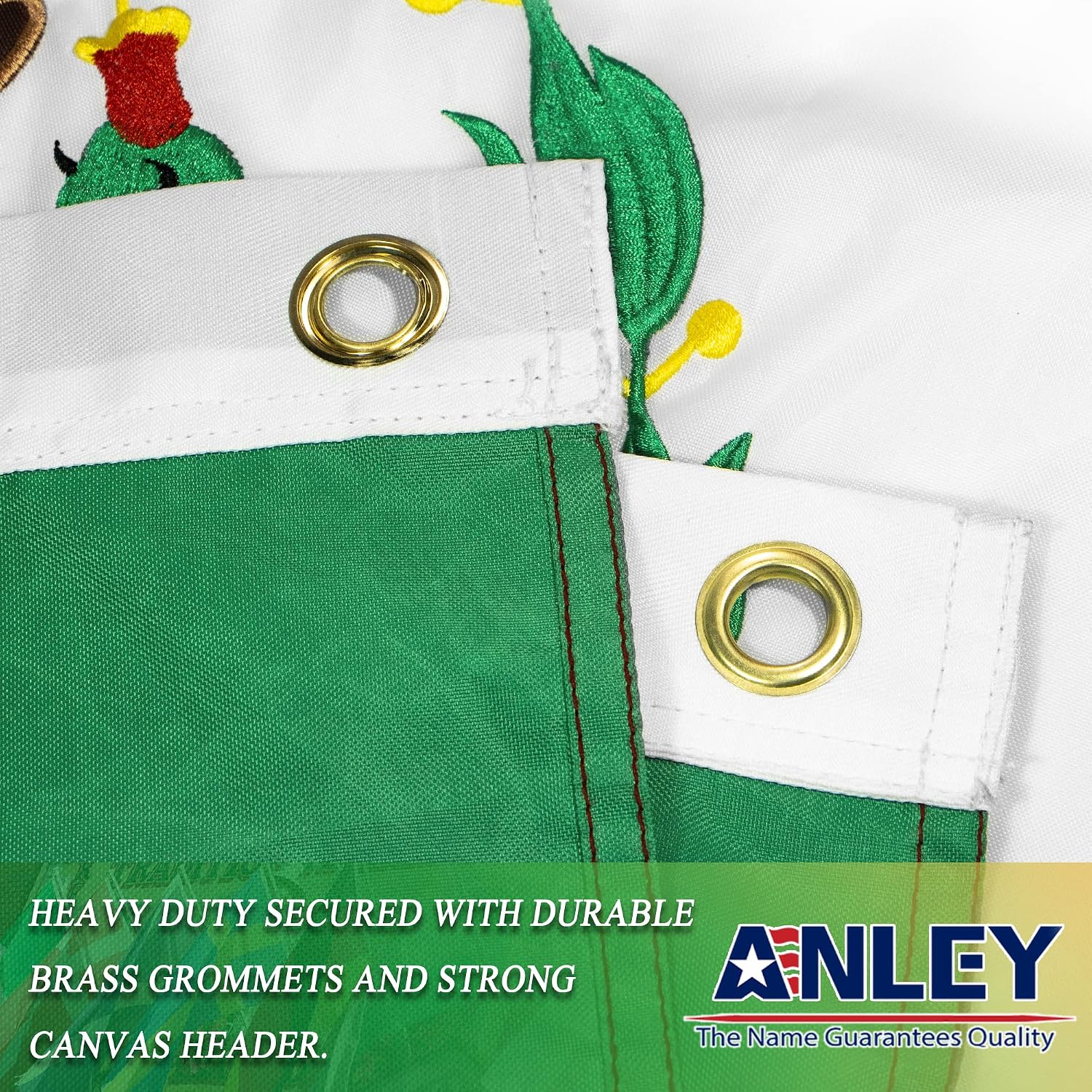 Anley EverStrong Series Embroidered Mexico Flag 3x5 Ft - Embroidery & Heavy Duty Canvas Header - 4 Rows of Lock Stitching - Mexican MX National Flag with Brass Grommets 3 X 5 Ft