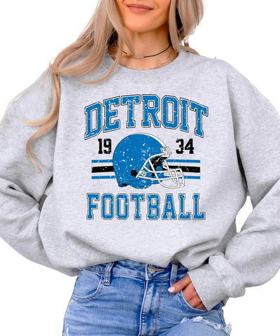Olive Loves Apple Vintage Detroit 1934 Football Sweatshirt for Men Women and Kids Blue and Black Pullover