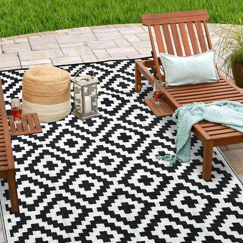 Plastic Straw Rug, Waterproof Outdoor Rug, Reversible Plastic Camping RV Rug, Large Floor Mat and Area Rug for Camping, Patio, Backyard, Deck, Picnic, Beach (S, 9 * 12)