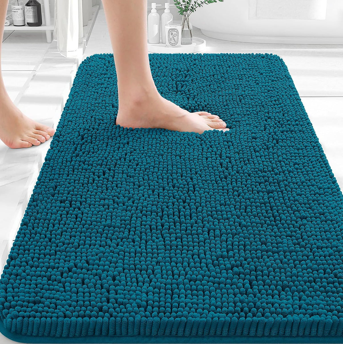OLANLY Bathroom Rugs 35x24, Extra Soft Absorbent Chenille Bath Rugs