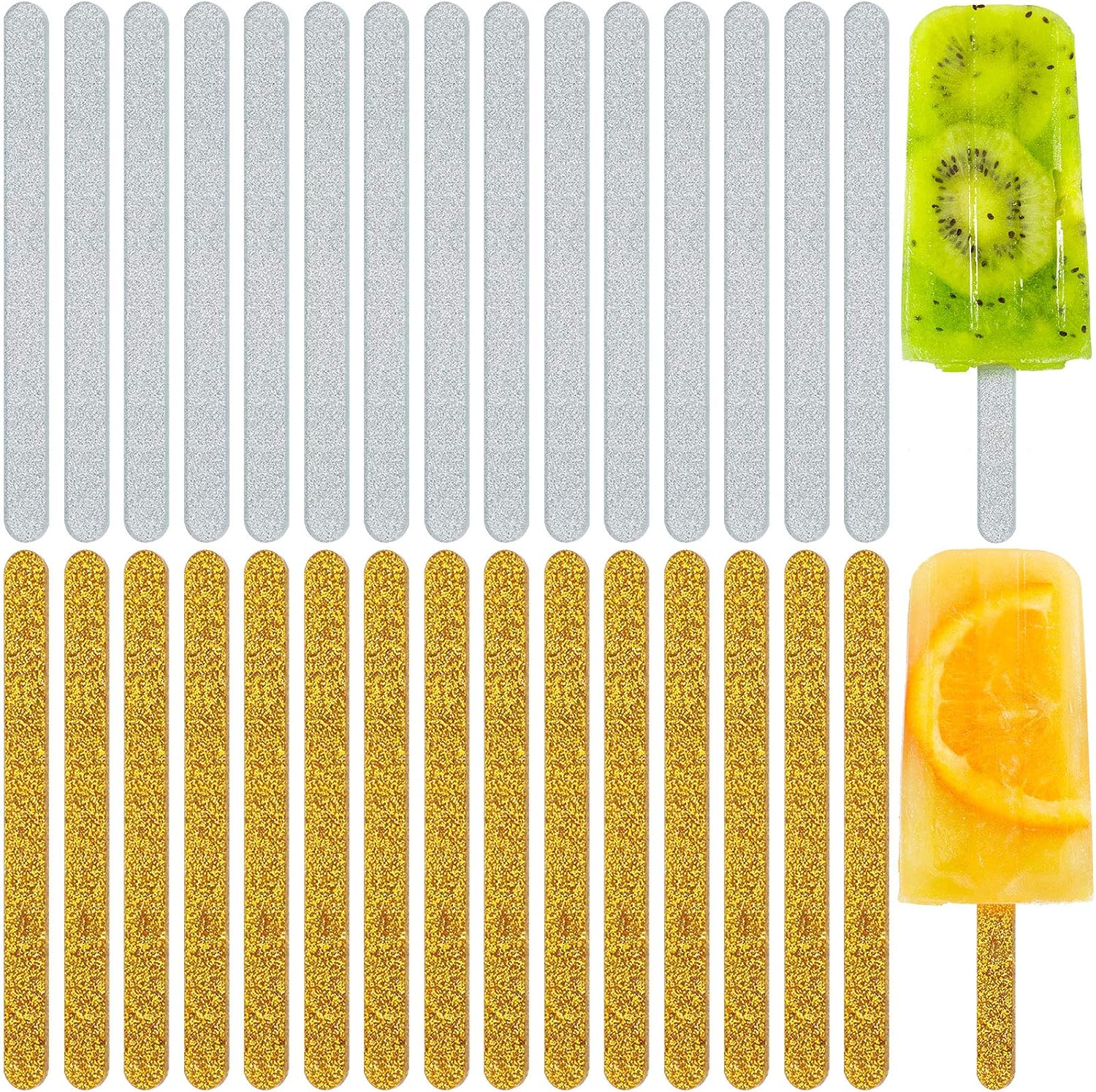 30 Pcs Reusable Acrylic Cakesicle Sticks, 4.5 Inches, Gold, Silver