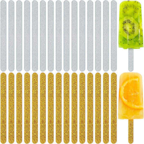 30 Pcs Reusable Acrylic Cakesicle Sticks, 4.5 Inches, Gold, Silver