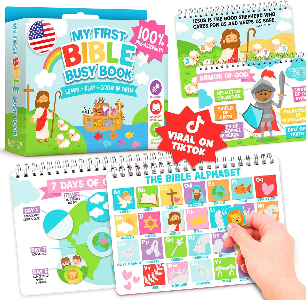My First Bible Busy Book Toddlers 3-5 Noahs Ark Toys for Kids Pray & Play