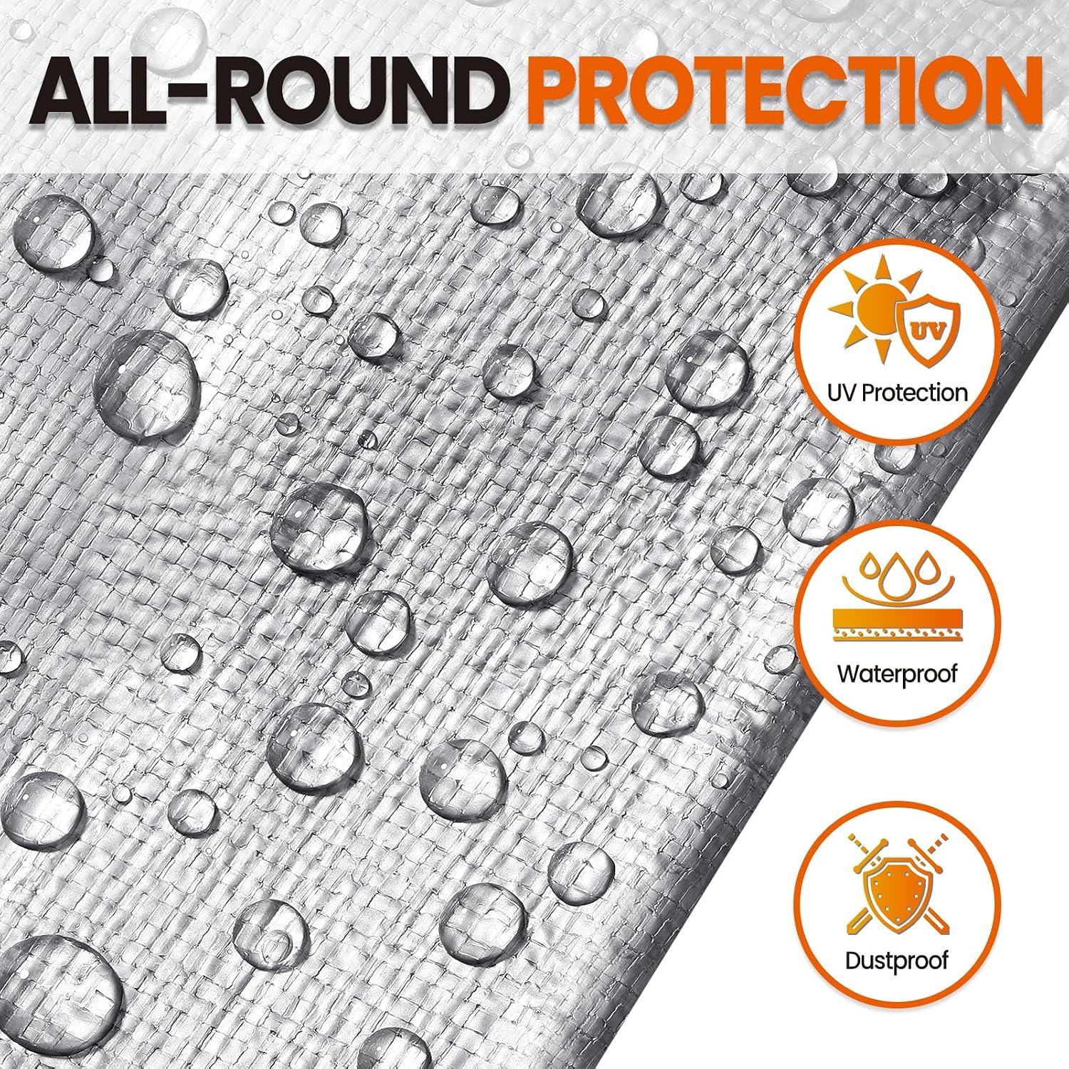 Tarp Heavy Duty 24x24 FT, 12 Mil Thick Large Tarps Water-Proof with Grommets, UV& Tear Resistant, Plastic Cover for Pool Roof Tent Outdoor Firewood, Silver& Brown