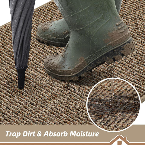 BEQHAUSE Dirt Trapper Door Mat 20" x 32", Non-Slip Washable Doormats, Beige