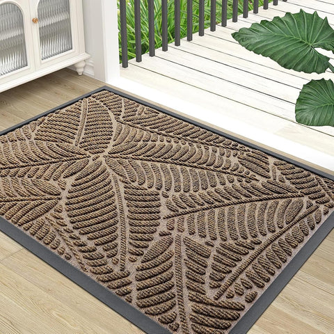 Colorxy Waterproof Front Doormat, Sturdy Natural Rubber Door Mat, 47x17