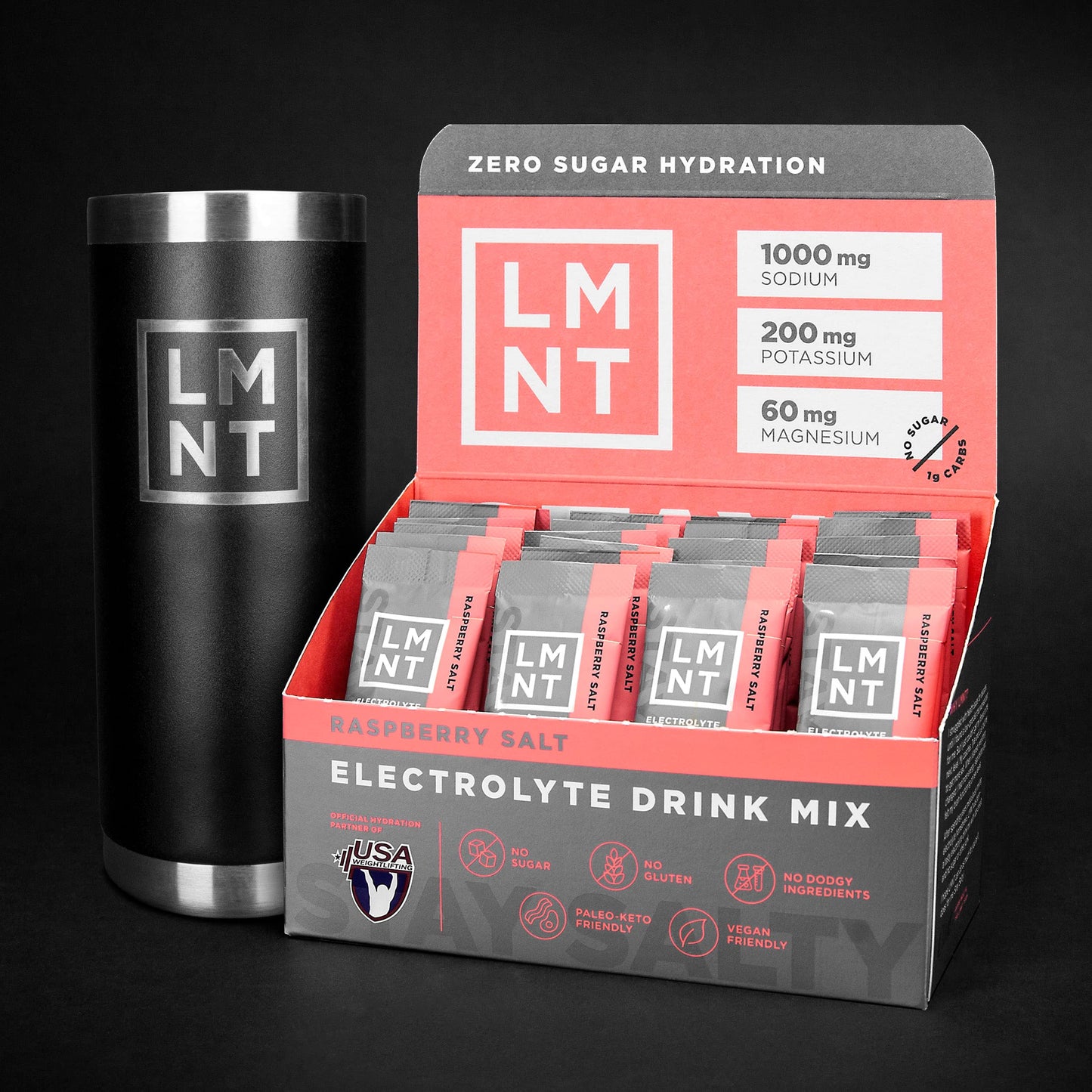 LMNT Zero Sugar Electrolytes - Raspberry Salt | Drink Mix | 30 Count