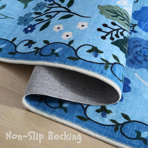 Rugcomf Runner Rug 2x6 Washable, Blue