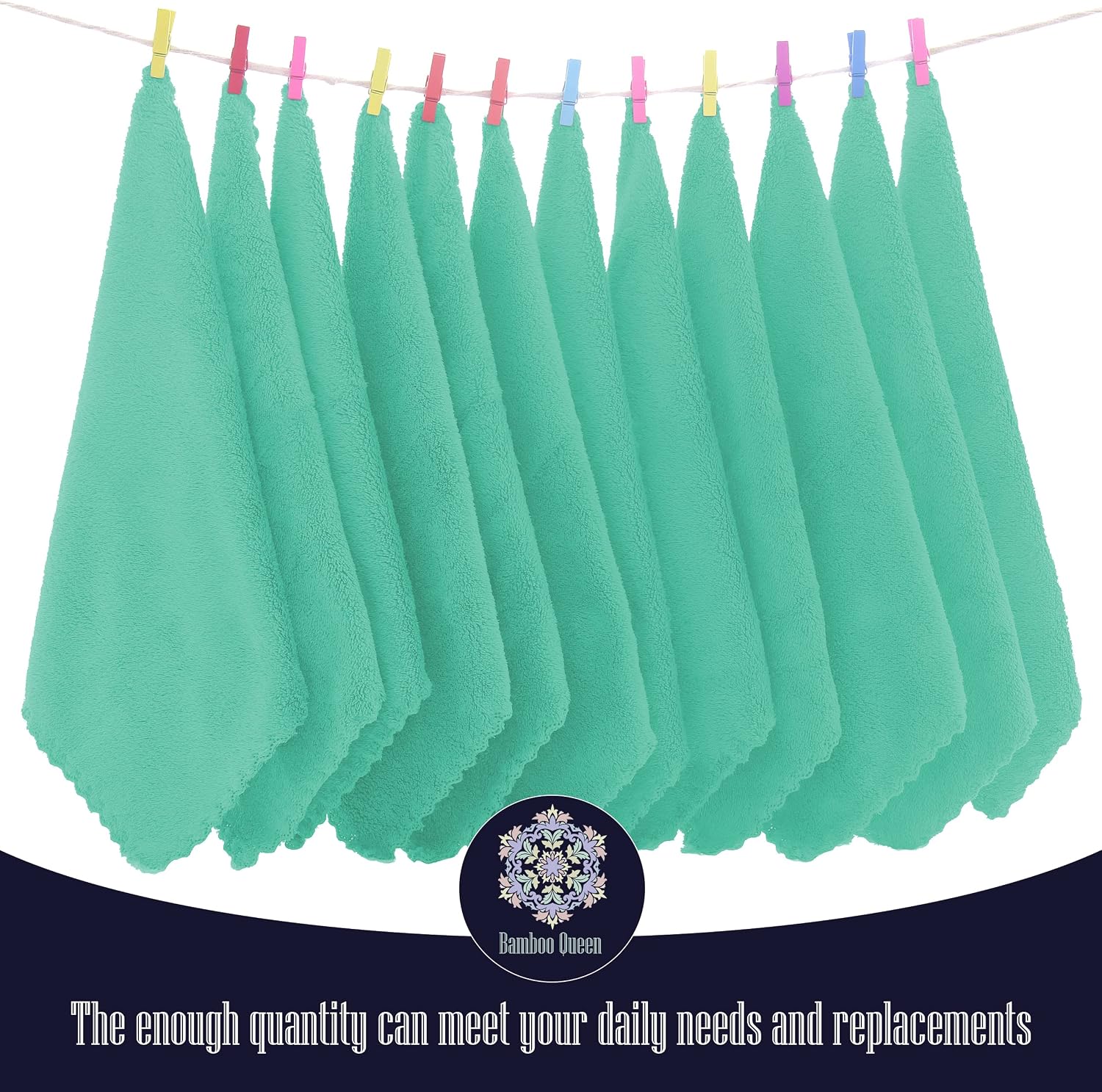 16 Pack Baby Washcloths - 10x10 Inch, Coral Fleece - Extra Absorbent and Soft Wash Clothes for Newborns, Infants and Toddlers - Suitable for Sensitive Skin and New Born - Baby Shower - Aqua Green