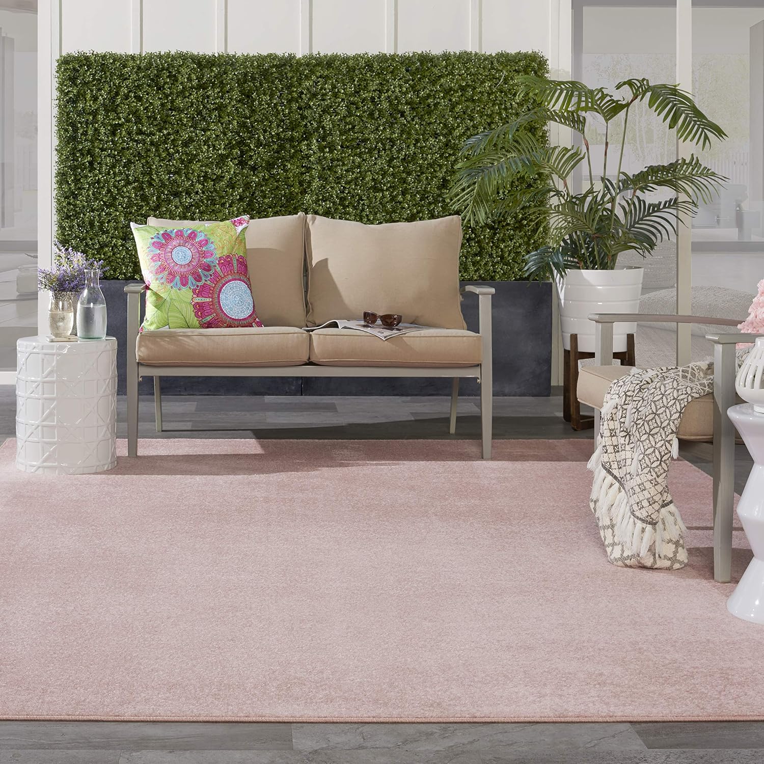 Nourison Home Nourison Essentials Pink 7' x 10' Area Rug - Easy Clean, Non Shedding, Bed Room, Living Room, Dining Room, Kitchen (7' x 10')