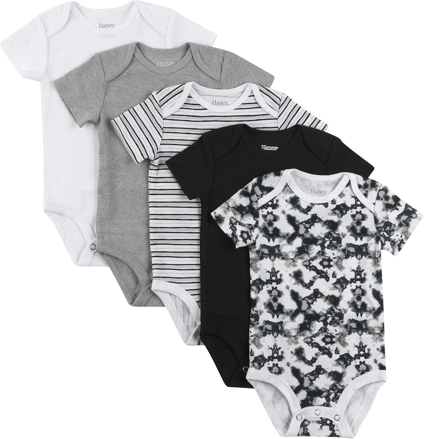 Hanes Baby Bodysuits, Ultimate Flexy Short Sleeve for Boys & Girls, 5-Pack