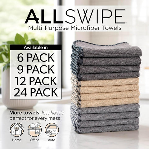 Chemical Guys, AllSwipe Multi-Purpose Microfiber Towels, 14 x 12, 9 Pack
