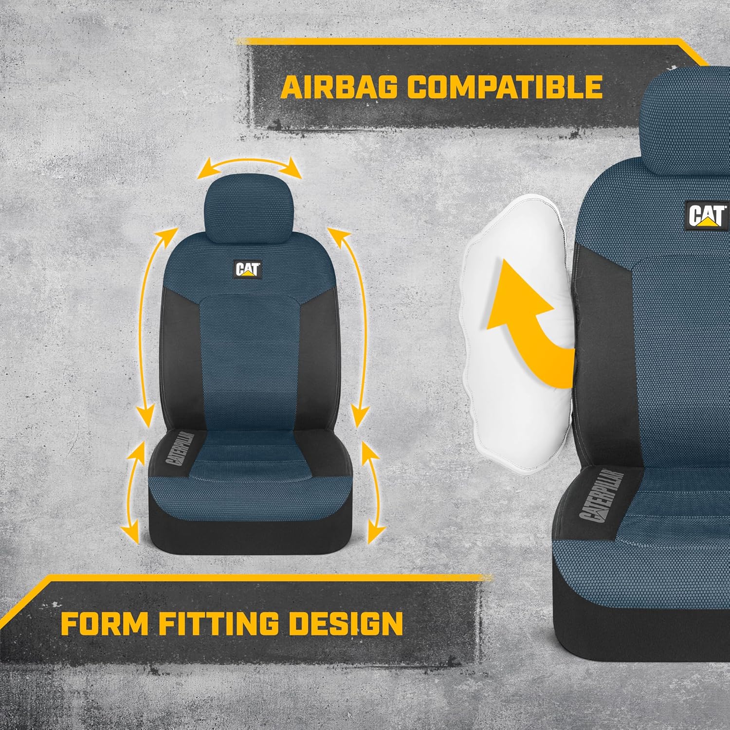 CAT MeshFlex Universal Front Seat Covers for Trucks, Cars, & SUV - Blue