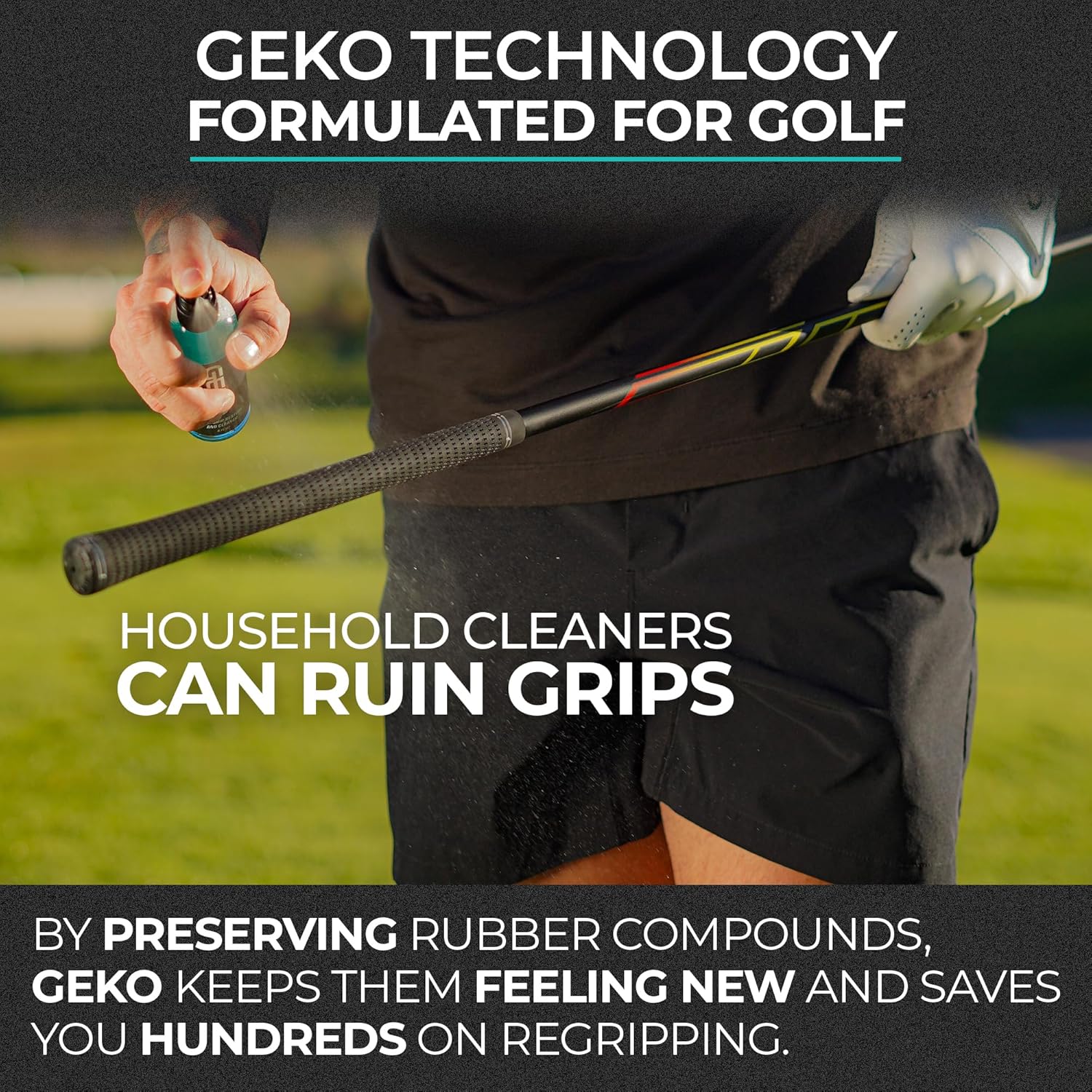 Geko 2-in-1 Grip Restore & Cleaner – #1 Golf, Basketball, Football, Volleyball, and Baseball Grip Spray – Restores Grip, Shoe & Glove Traction, Removes Dirt & Oil, Restores Control & Consistency