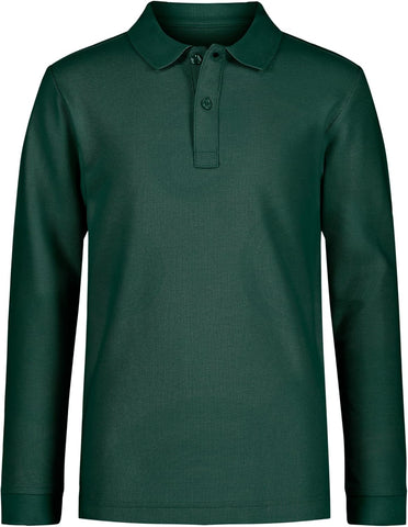 Nautica Boys' School Uniform Long Sleeve Polo Shirt, Button Closure, Comfortable, Breathable Fabric
