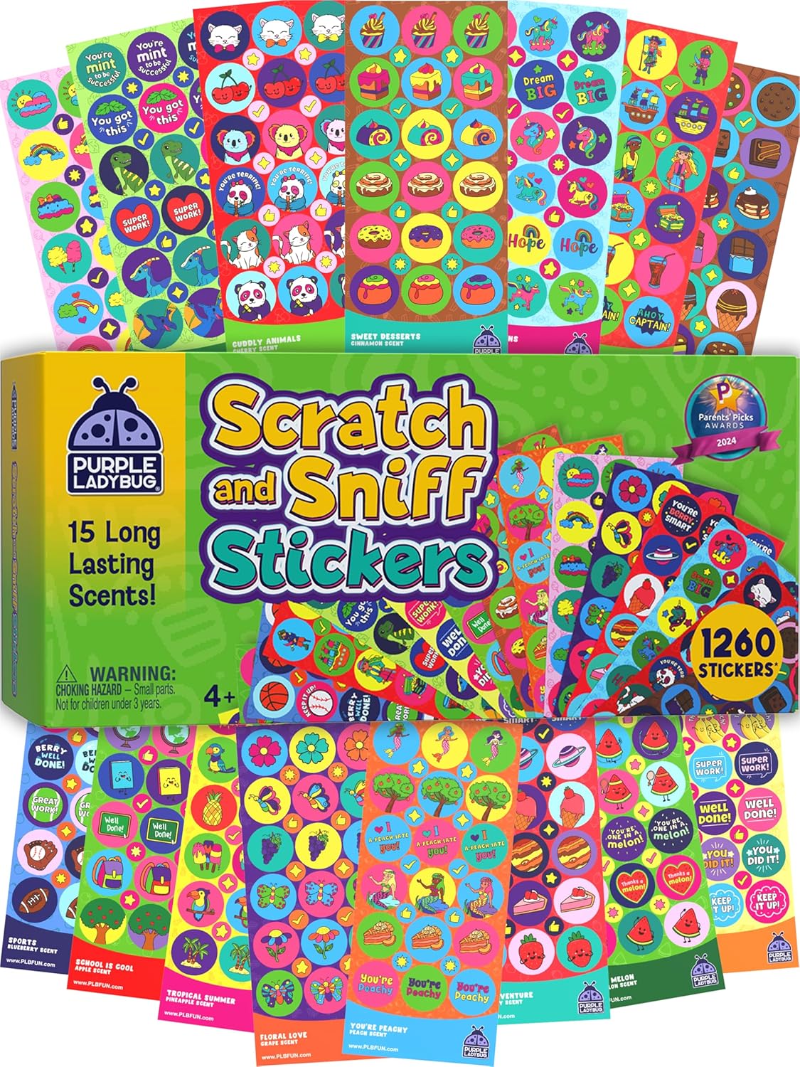 1260 Scratch and Sniff Stickers for Kids, 15 Scents - Smelly Stickers