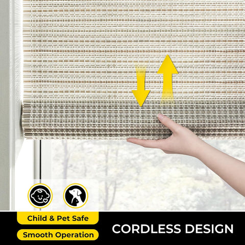 UNISHADES Bamboo Roman Shades w/Valance, 20" W × 64" H, Greystone