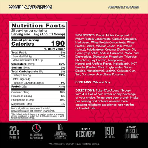 BSN SYNTHA-6 Premium Protein Powder, Vanilla Ice Cream, 28 Servings